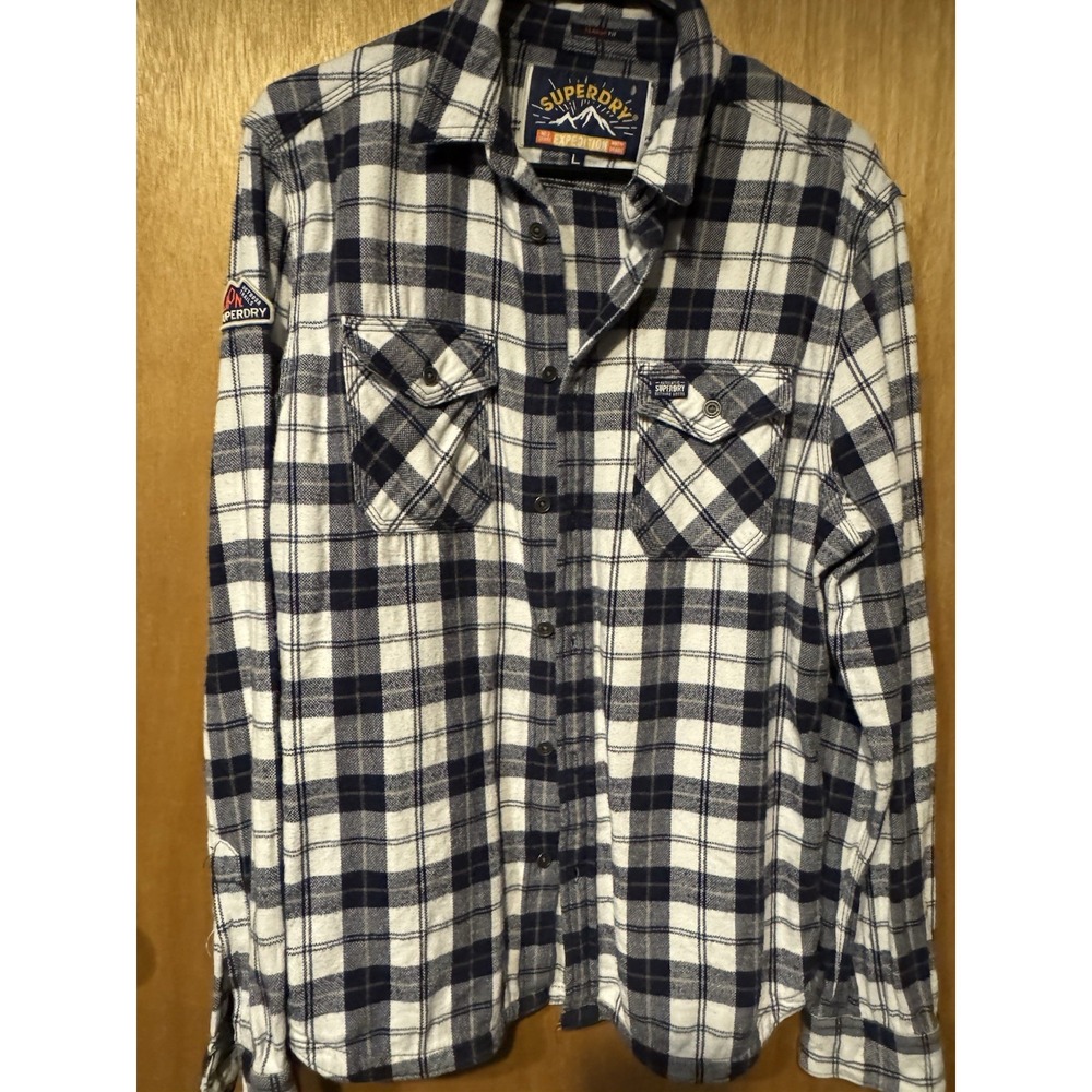 Super Dry Trails Flannel Shirt Plaid Thick Large